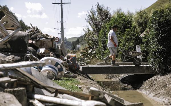 The cleanup co<em></em>ntinues in Te Karaka, a settlement inland from Gisborne, in the wake of Cyclone Gabrielle.