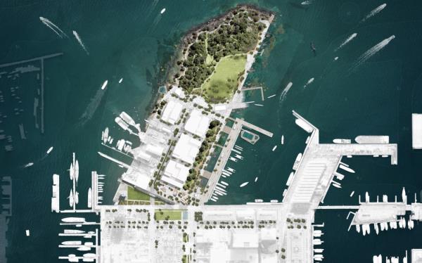 Co<em></em>ncept art of the proposed new public headland at Wynyard Quarter.