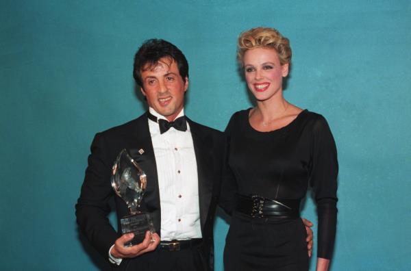 Sylvester Stallone and Brigitte Nielson were all smiles as he displayed his People's Choice award.