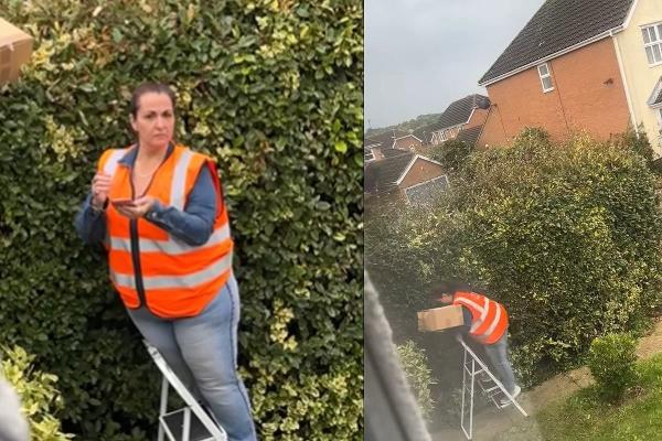 有创意的快递员为包裹找到了一个安全的地方“她做得很棒”