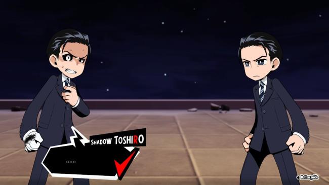 A screenshot of Persona 5 Tactica showing Toshiro and Shadow Toshiro
