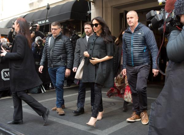 Pregnant Meghan Markle leaving the Mark Hotel