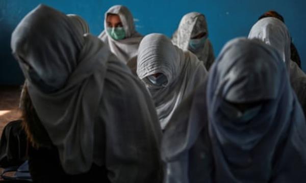 Women in class in Paktika province in 2021.