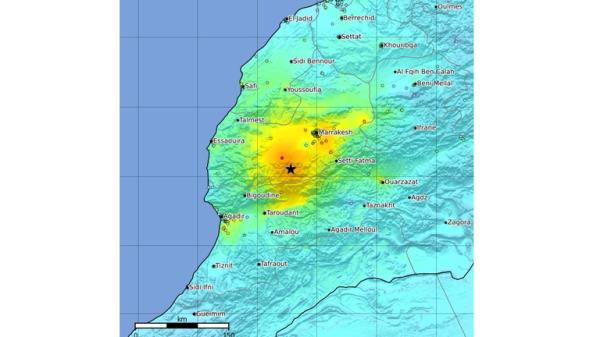 Shake map shows the tremor hotspots. Pic: USGS