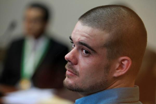 Joran Van der Sloot waits for his trial to begin at the courtroom in the Lurigancho prison in Lima January 11, 2012. 