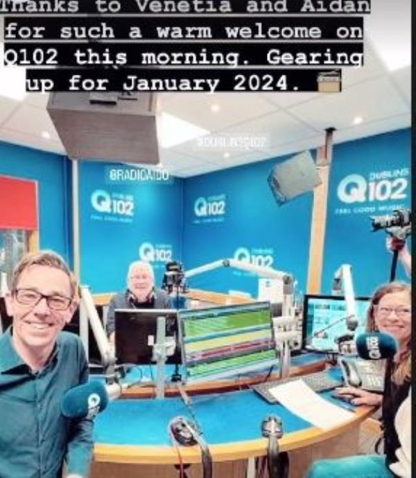 Ryan Tubridy thanks the Q102 staff for their welcome