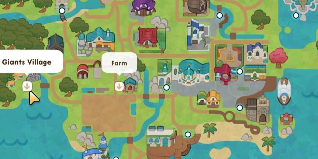 Coral Island: An Image of the Giants Village highlighted on a map