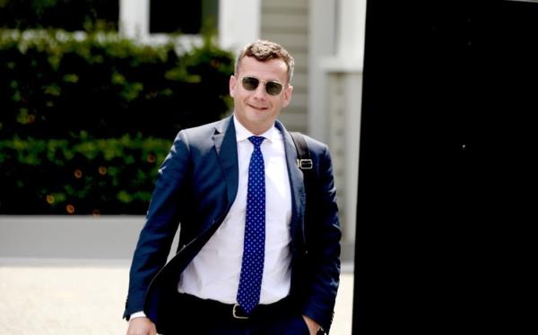 ACT leader David Seymour leaving Natio<em></em>nal Party leader Christopher Luxon's house on 21 November, 2023.