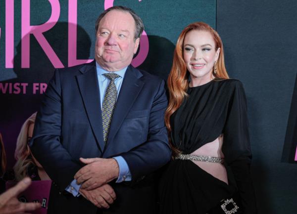 Paramount Global CEO Bob Bakish with actress Lindsay Lohan earlier this month.