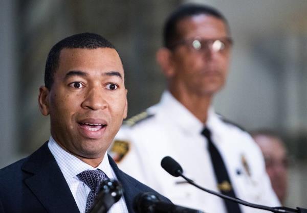 Mo<em></em>ntgomery Mayor Steven Reed speaks at a news co<em></em>nference at City Hall in Montgomery, Ala., on Tuesday August 8, 2023, to discuss a riverfront brawl.