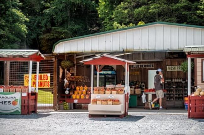 A summer fruit stand in Roan Mountain, Tennessee.