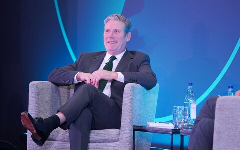 Sir Keir Starmer, the Labour leader, addresses a business forum event at co<em></em>nference in Liverpool this morning
