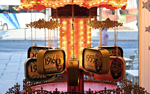 Canned sardines on a carousel in Porto