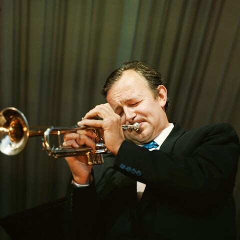 British trumpeter Humphrey Lyttelton playing at a jazz festival in Manchester in 1963 