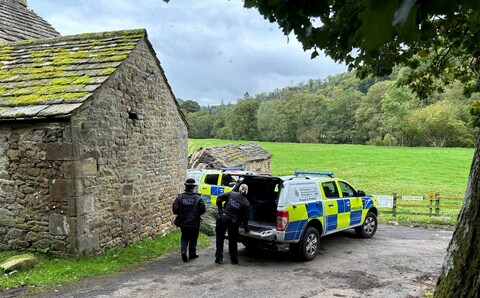 Specialist search officers spent several hours at a farm near Hexham after detectives arrested a man in his 60s