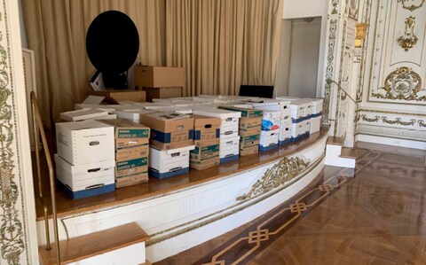 Files found in the White and Gold Ballroom at Mr Trump's Mar-a-Lago estate
