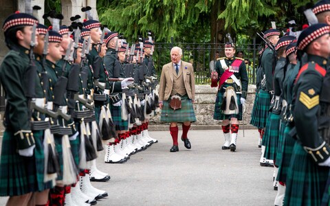 King Charles inspects Balaklava Company, 5th Battalion at the gates of Balmoral