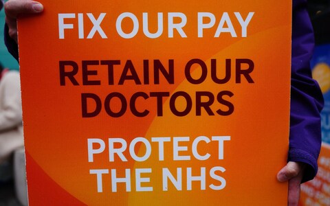 Members of the British Medical Association on the picket line outside University Hospital Bristol and Weston