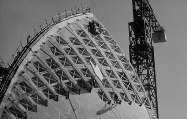 The ‘ribs’ of one of the sails during construction.
