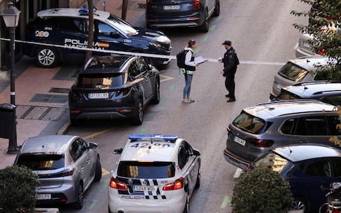 Police work at the site wher<em></em>e Alejo Vidal-Quadras was shot in Madrid