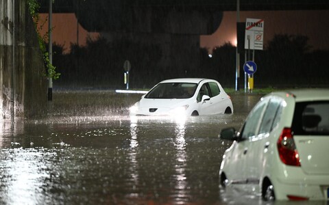 Flooded roads and underpasses in Florence, Italy