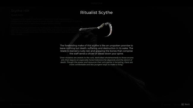 Ritualist Scythe des<em></em>cription Remnant 2 The Awakened King