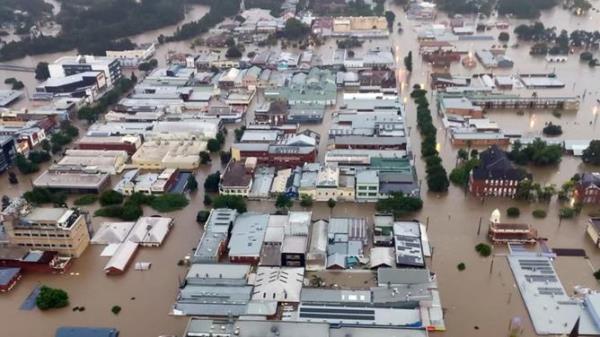 LISMORE, AUSTRALIA - NewsWire Photos FEBRUARY 28, 2022: An aerial image of Lismore in northern NSW shows extensive flooding as the region experiences the worst floods in a century. Picture: NCA NewsWire