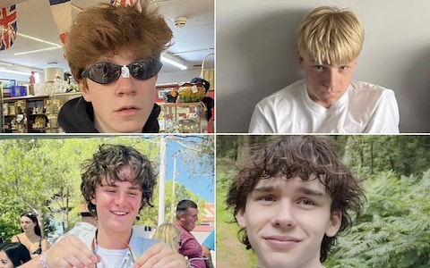 Clockwise from top left: Wilf Fitchett, Jevon Hirst, Harvey Owen and Hugo Morris died in the car crash in Snowdonia