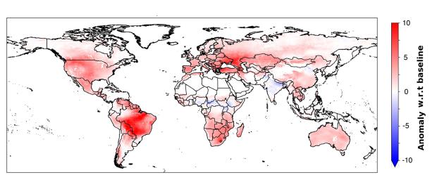 Under a moderate emission scenario, Western and Central North America, the Amazon, the Mediterranean and South Africa will be at higher risk of fires in the 2040s, compared with 1950-79.