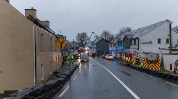 Damage to roofs as emergency services feal with the aftermath of the tornado