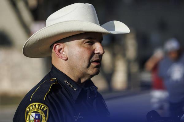 Bexar County Sheriff Javier Salazar talks to reporters in San Antonio, Texas, on July 1, 2022. 