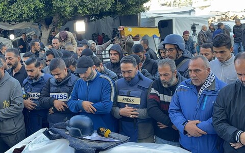 The funeral of Al-Quds TV journalist Cebr Abu Hedrus