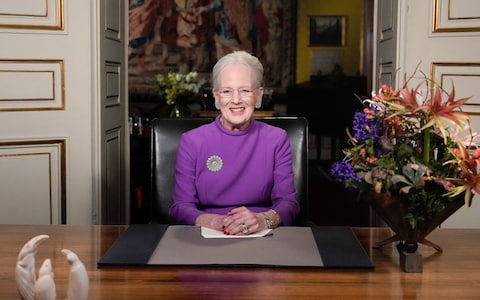 Queen Margrethe II of Denmark gives a New Year's speech from Christian IX's Palace, Amalienborg Castle, in Copenhagen, Denmark
