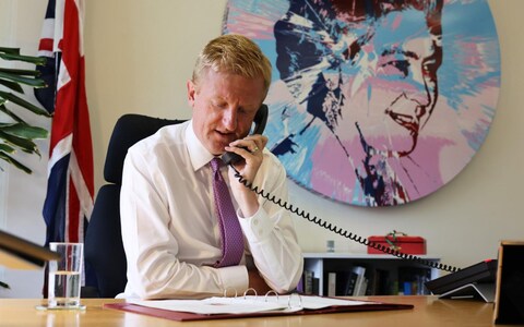 Oliver Dowden posted a photo on X, formerly Twitter, showing the portrait on the wall in the background