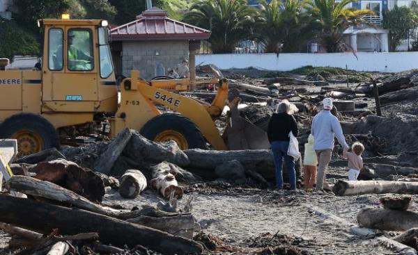 The storm cleanup at Rio Del Mar State Beach provides...