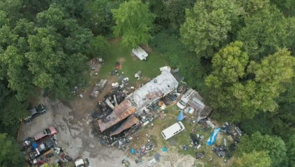 Sky 7 drone footage shows aftermath of Preble County mobile home fire.