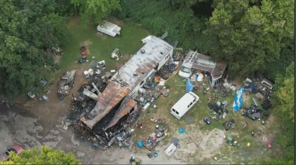 Sky 7 drone footage shows aftermath of Preble County mobile home fire.