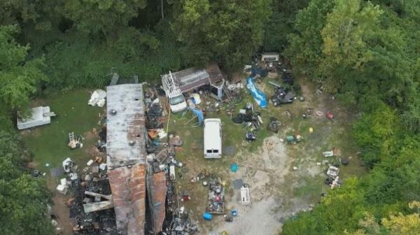 Sky 7 drone footage shows aftermath of Preble County mobile home fire.