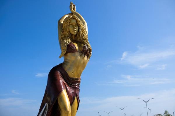 The statue of Colombian singer Shakira stands at the Gran Malecon de Barranquilla, in Barranquilla, Colombia December 27, 2023.