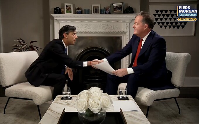 观察：Rishi Sunak与Piers Morgan打赌1000英镑，卢旺达航班将在大选前起飞