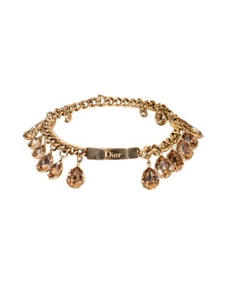 A/w 2004 Gold Crystal Embellished Id Choker Necklace