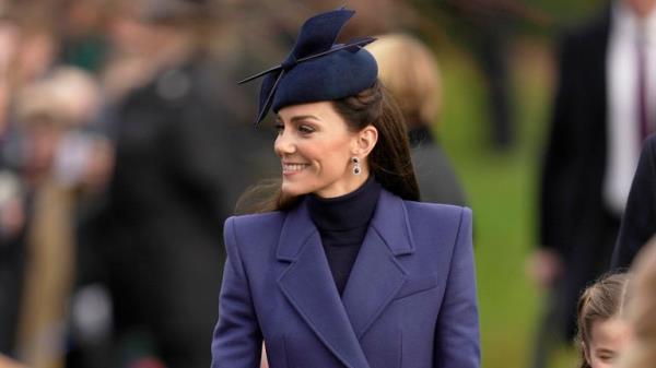 Britain's Kate, the Princess of Wales, William, the Prince of Wales, arrive behind King Charles III and Queen Camilla to attend the Christmas day service at St Mary Magdalene Church in Sandringham in Norfolk, England, Monday, Dec. 25, 2023.(AP Photo/Kin Cheung)