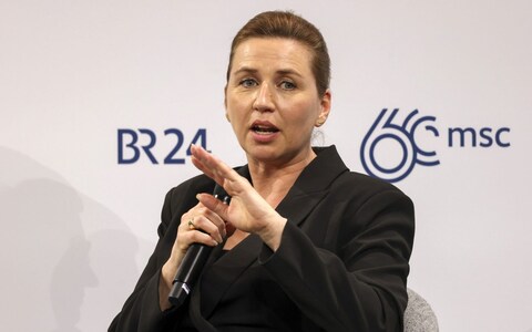 Mette Frederiksen, Denmark's prime minister, speaking at the Munich Security Conference