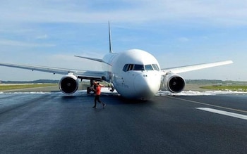 After the plane landed nose-down, the runway was closed off
