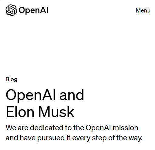 OpenAI发布声明揭示马斯克离开的原因