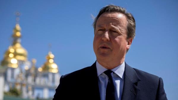 Foreign Secretary Lord David Cameron outside St. Michael's Golden-Domed Mo<em></em>nastery during his visit to Kyiv in Ukraine. Picture date: Thursday May 2, 2024.</p>

<p>　　