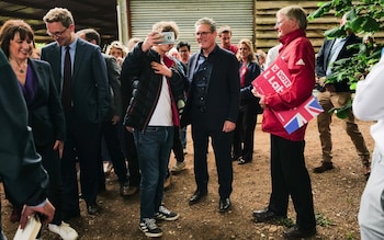 Sir Keir Starmer meets supporters at Heath Farm, Swerford