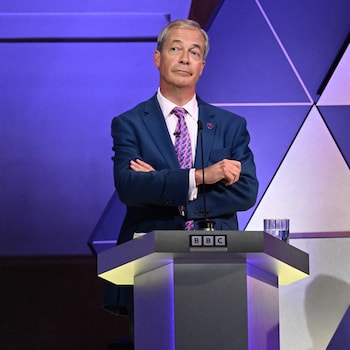 Nigel Farage taking part in the BBC election debate on June 7