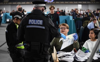 Police thought to be gathering evidence in suspected cases of perso<em></em>nification as the count begins at the Emirates Arena, Glasgow
