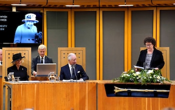 The King and Queen receive co<em></em>ndolences at the Wesh Senedd following the death of Elizabeth II